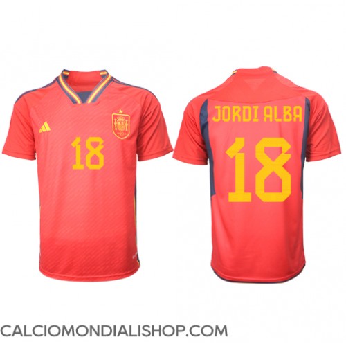 Maglie da calcio Spagna Jordi Alba #18 Prima Maglia Mondiali 2022 Manica Corta